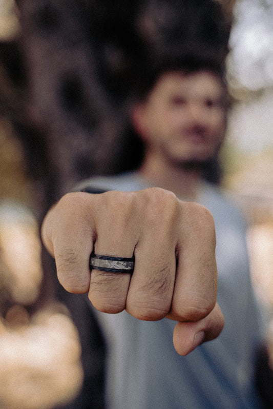 Muonionalusta Meteorite Ring in Black Tungsten – Limited Edition