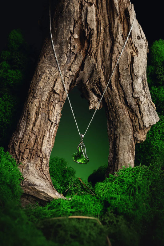 Raw Moldavite Pendant – Untouched Tektite Elegance