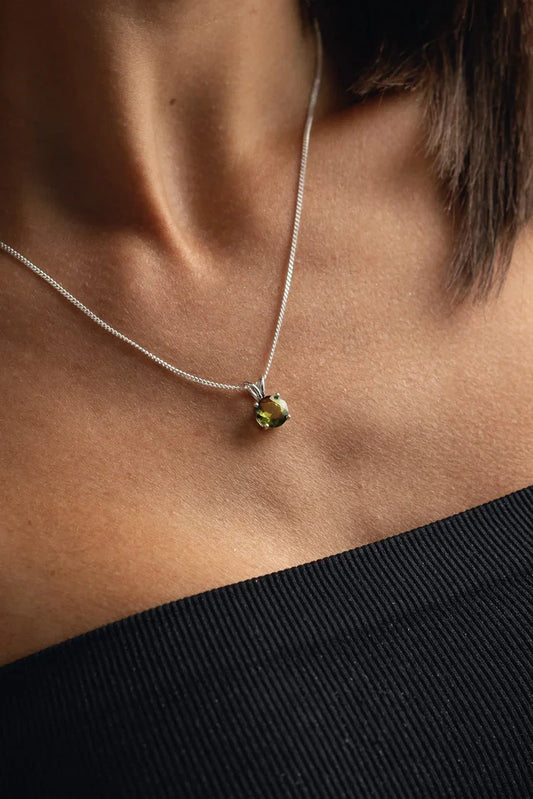 Faceted Moldavite Pendant – Refined Cosmic Gem