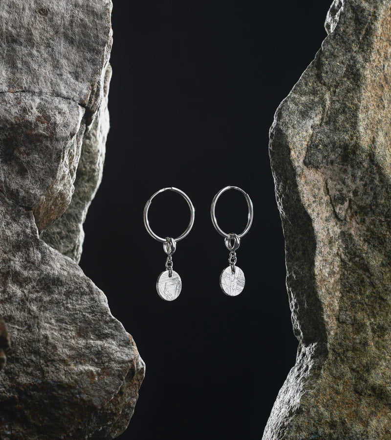 Disc Earrings Featuring Muonionalusta Meteorite