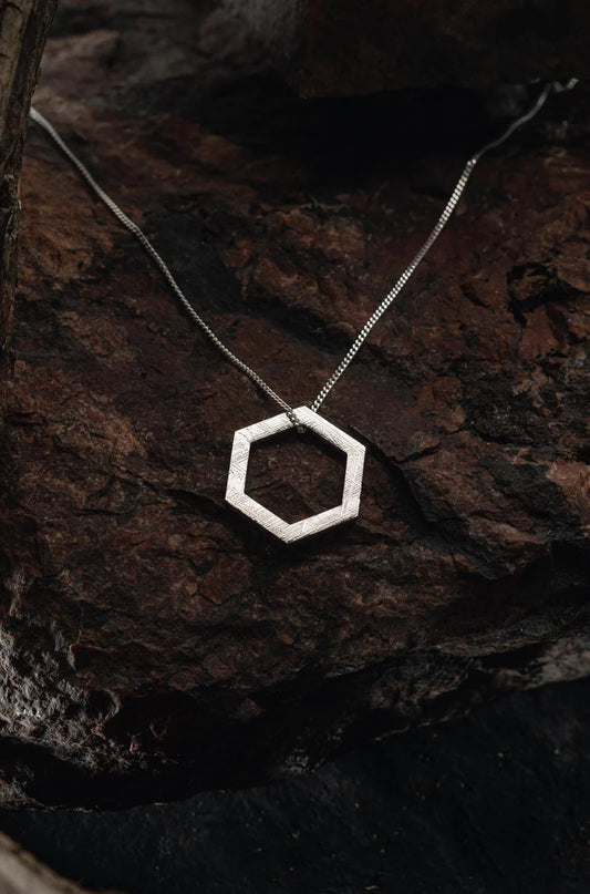 Meteorite Hexagonal Pendant with Muonionalusta Stone
