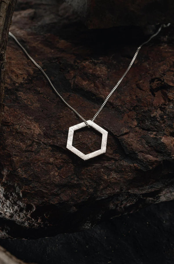Meteorite Hexagonal Pendant with Muonionalusta Stone