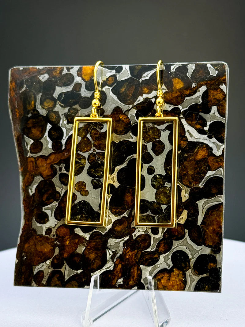 Sericho Pallasite Meteorite Cosmic Shards Earrings – 18K Gold Plated