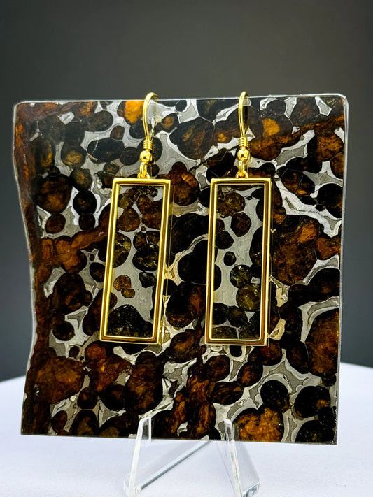 Sericho Pallasite Meteorite Cosmic Shards Earrings – 18K Gold Plated