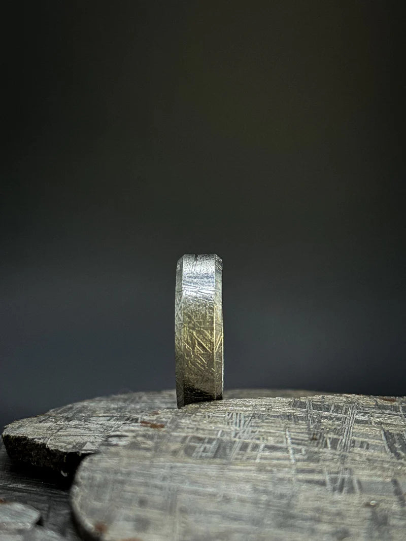 Flat Solid Muonionalusta Meteorite Ring