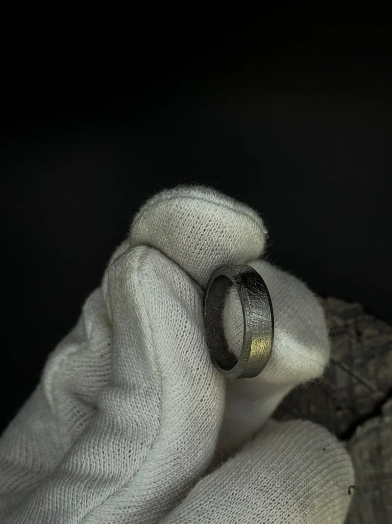 Flat Solid Muonionalusta Meteorite Ring