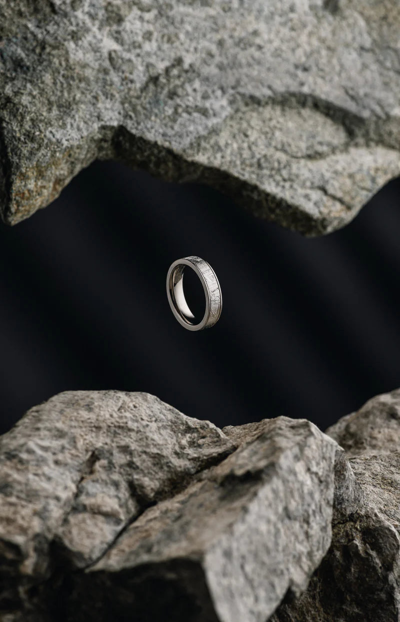 Titanium Accent Ring with Muonionalusta Meteorite