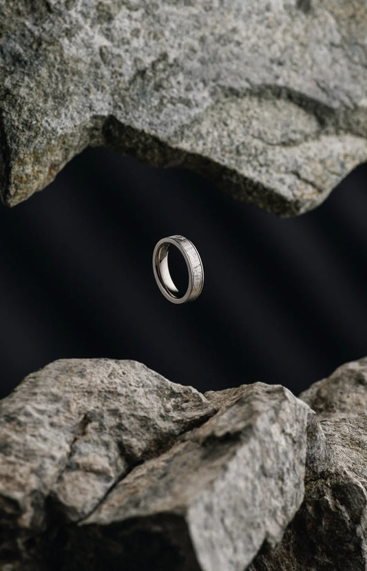 Titanium Accent Ring with Muonionalusta Meteorite