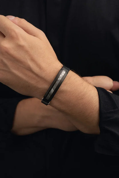 Genuine Leather & Carbon Fiber Muonionalusta Meteorite Bracelet