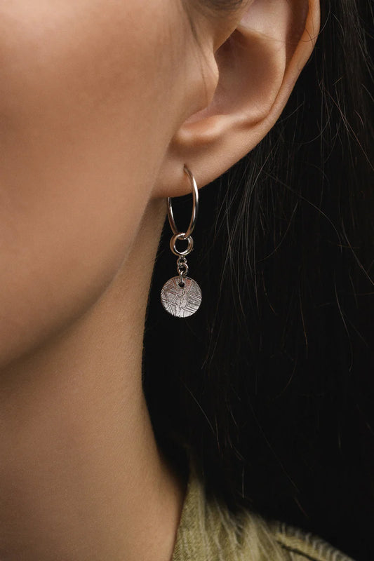 Disc Earrings Featuring Muonionalusta Meteorite